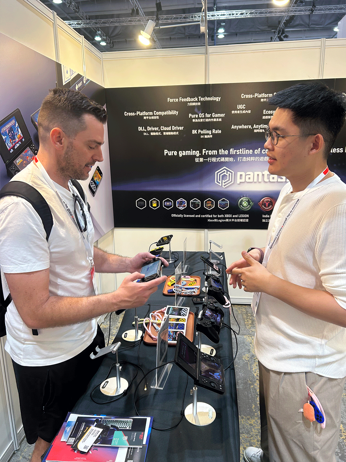 Visitors trying Yoniq GamePatch at the booth